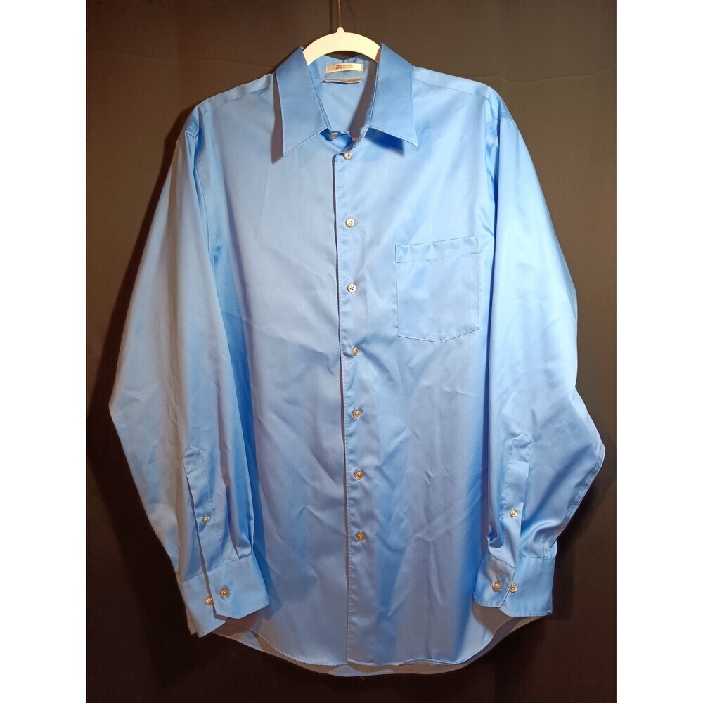Kenneth Cole New York Men's Shirt Size 15 34/35 Non-Iron Blue Button Up Formal